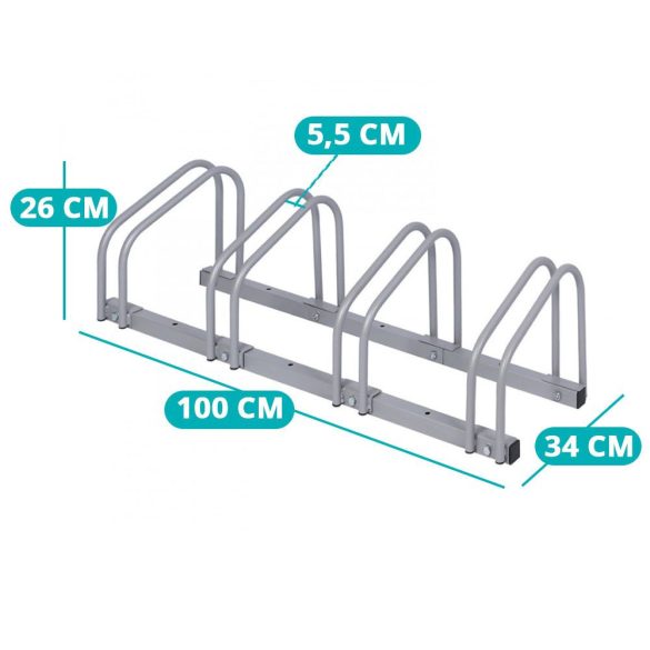 Kültéri biciklitároló 4 biciklinek, szürke
