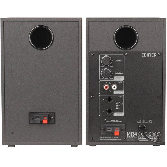 Hangszóró szett, 2.0, 2 x 21W, Aktív, Vezetékes, RCA, 3.5mm, TRS, Edifier MR4, fekete