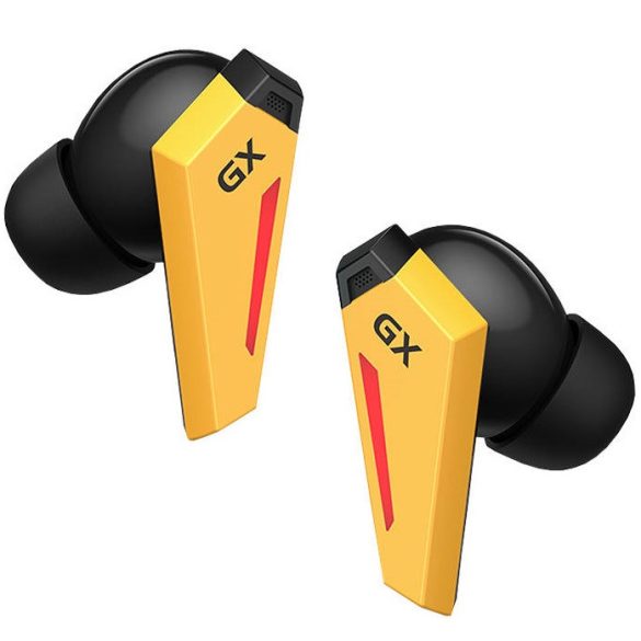 Bluetooth sztereó fülhallgató, v5.0, TWS, töltőtok, érintés vezérlés, zajszűrővel, vízálló, RGB világítás, Edifier Hecate GX07, sárga
