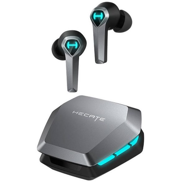 Bluetooth sztereó fülhallgató, v5.2, TWS, töltőtok, érintés vezérlés, vízálló, RGB világítás, játékosoknak ajánlott, Edifier Hecate GX4, szürke