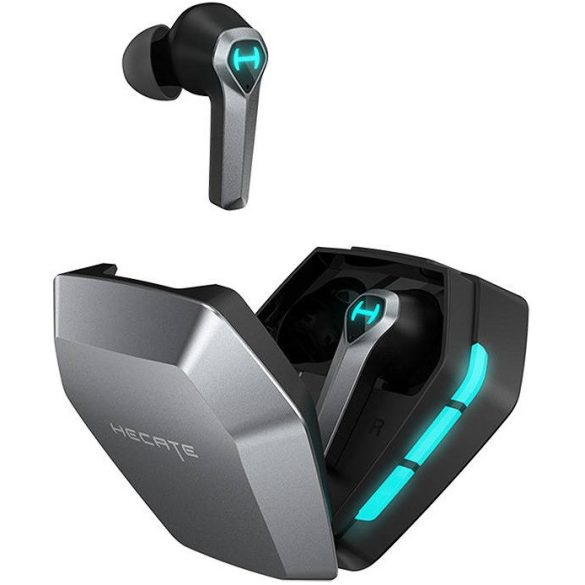 Bluetooth sztereó fülhallgató, v5.2, TWS, töltőtok, érintés vezérlés, vízálló, RGB világítás, játékosoknak ajánlott, Edifier Hecate GX4, szürke
