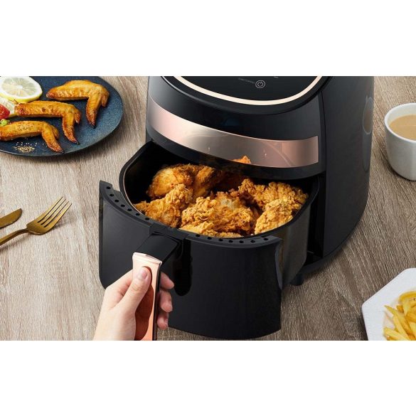 Forró levegős sütő, fritőz, Air Fryer, olaj nélküli, 1000 W teljesítmény, 3 l-es, Digitális kijelzővel, Deerma KZ100, fekete