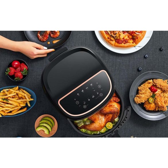 Forró levegős sütő, fritőz, Air Fryer, olaj nélküli, 1000 W teljesítmény, 3 l-es, Digitális kijelzővel, Deerma KZ100, fekete