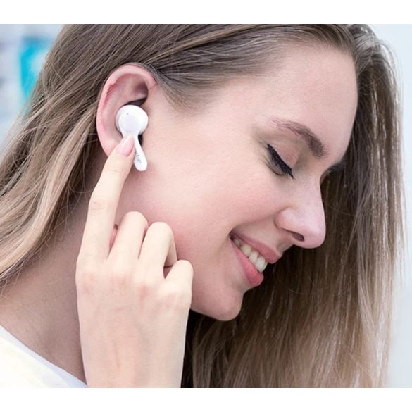 Bluetooth sztereó fülhallgató, v5.0, TWS, töltőtok, érintés vezérlés, zajszűrővel, vízálló, EarFun Air TW200W, fehér