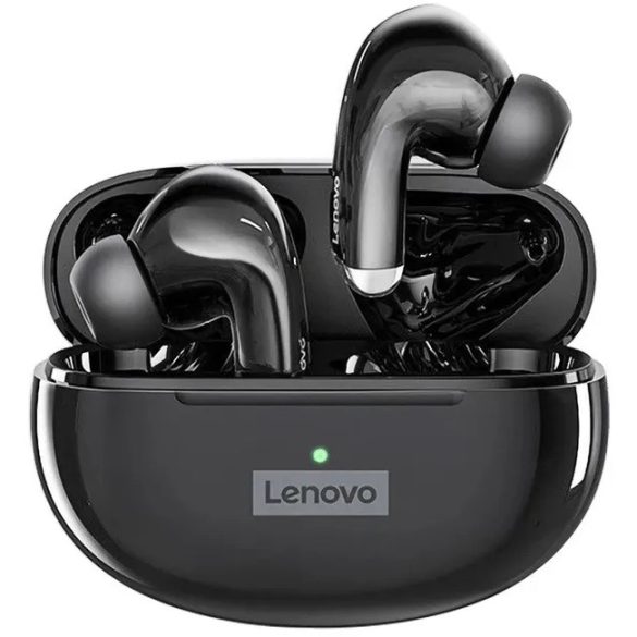 Bluetooth sztereó fülhallgató, v5.0, TWS, töltőtok, érintés vezérlés, zajszűrővel, vízálló, játékosoknak ajánlott, Lenovo LivePods LP5, fekete, gyári