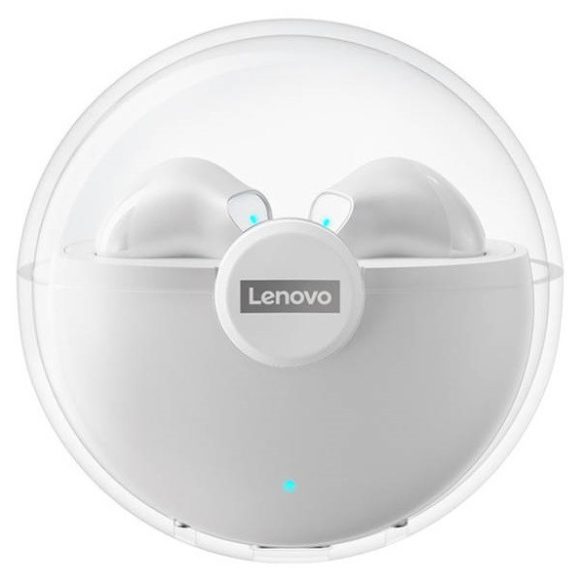 Bluetooth sztereó fülhallgató, v5.0, TWS, töltőtok, érintés vezérlés, zajszűrővel, vízálló, játékosoknak ajánlott, Lenovo LivePods LP80, fehér, gyári