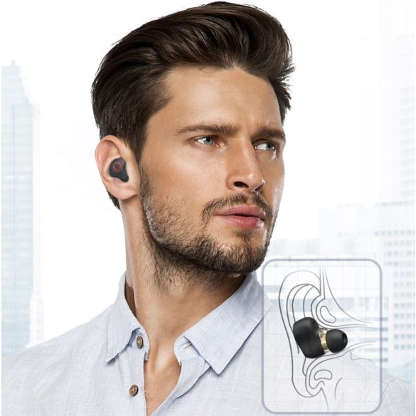Bluetooth sztereó fülhallgató, v5.2, TWS, töltőtok, érintés vezérlés, zajszűrővel, vízálló, játékosoknak ajánlott, BlitzWolf BW-FYE13, fekete