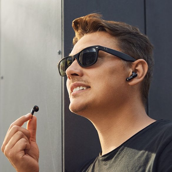 Bluetooth sztereó fülhallgató, v5.3, TWS, töltőtok, érintés vezérlés, zajszűrővel, vízálló, játékosoknak ajánlott, Edifier W220T, fekete