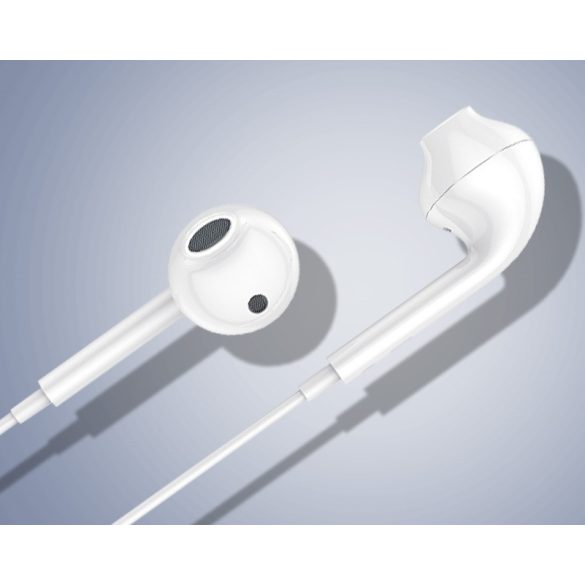 Vezetékes sztereó fülhallgató, 3.5 mm, mikrofon, felvevő gomb, Vipfan M15, fehér