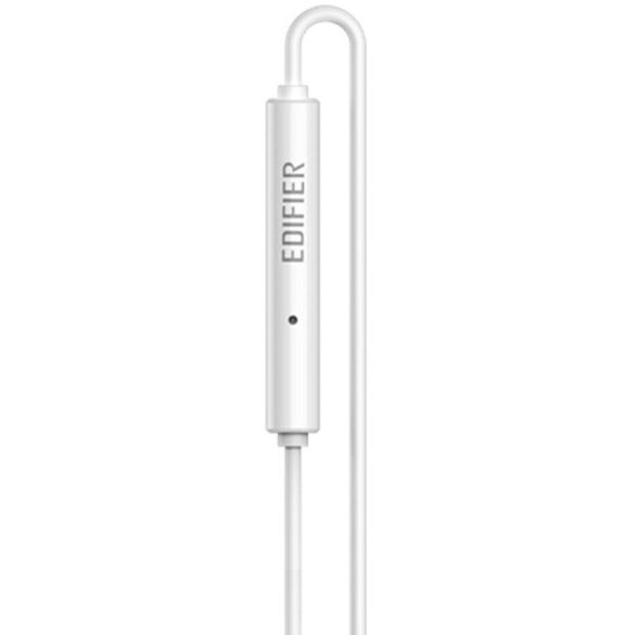 Vezetékes sztereó fülhallgató, 3.5 mm, mikrofon, funkció gomb, hangerő szabályzó, Edifier P205, fehér