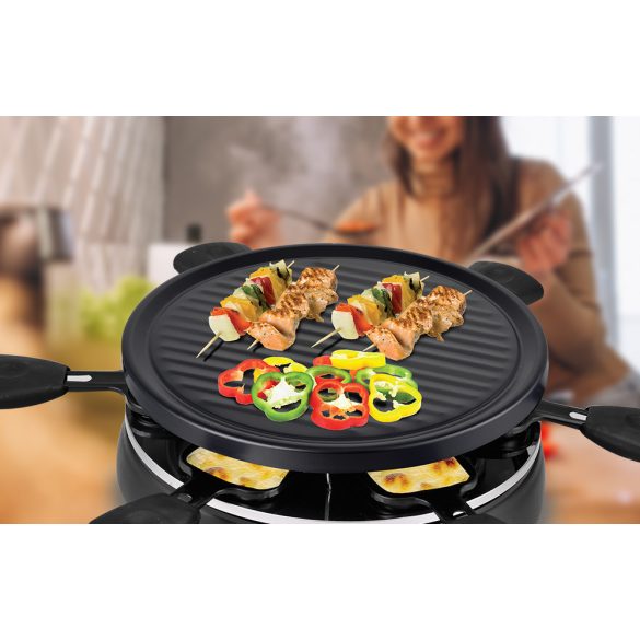 Elektromos Raclette grill, 800 W teljesítmény, Techwood TRA-608, fekete