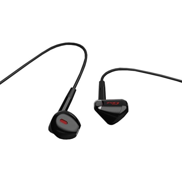 Vezetékes sztereó fülhallgató, USB Type-C, mikrofon, funkció gomb, hangerő szabályzó, 90 fokos/derékszögű csatlakozó, Edifier Hecate GM180 Plus, fekete