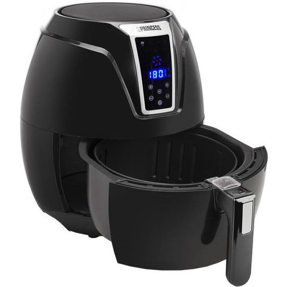 Forró levegős sütő, fritőz, Air Fryer, olaj nélküli, 1400 W teljesítmény, 3.2 l-es, Digitális kijelzővel, 7 programos, rántási, sütési funkció, Princess XL, fekete