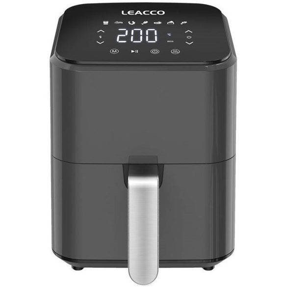 Forró levegős sütő, fritőz, Air Fryer, olaj nélküli, 1200 W teljesítmény, 3.5 l-es, Digitális kijelzővel, 7 programos, Leacco AF010, szürke