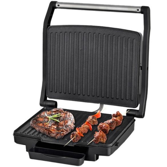 Elektromos grillsütő, 1800 W teljesítmény, Panini grillezési funkció, Techwood TGD-038, szürke