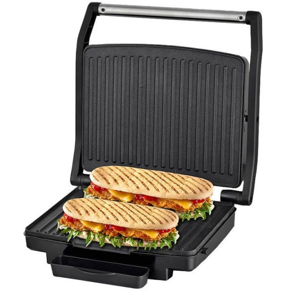 Elektromos grillsütő, 1800 W teljesítmény, Panini grillezési funkció, Techwood TGD-038, szürke