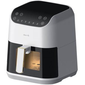 Forró levegős sütő, fritőz, Air Fryer, olaj nélküli, 1300 W teljesítmény, 5.5 l-es, 6 programos, sütés ütemezési funkció, Deerma KZ130, fehér