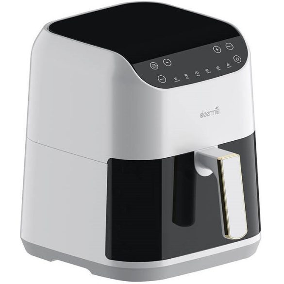 Forró levegős sütő, fritőz, Air Fryer, olaj nélküli, 1300 W teljesítmény, 5.5 l-es, 6 programos, sütés ütemezési funkció, Deerma KZ130, fehér