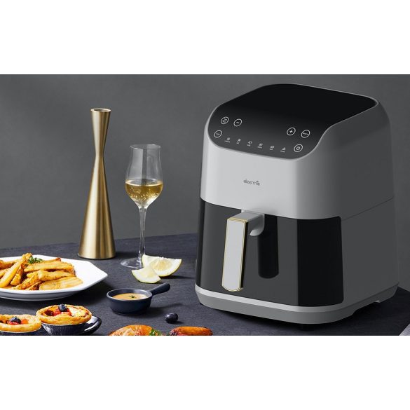 Forró levegős sütő, fritőz, Air Fryer, olaj nélküli, 1300 W teljesítmény, 5.5 l-es, 6 programos, sütés ütemezési funkció, Deerma KZ130, fehér