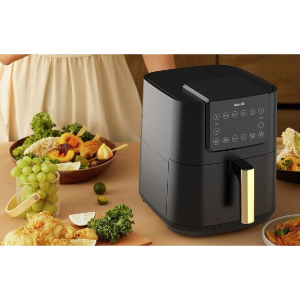 Forró levegős sütő, fritőz, Air Fryer, olaj nélküli, 1700 W teljesítmény, 7.5 l-es, Digitális kijelzővel, 8 programos, Deerma KZ120, fekete