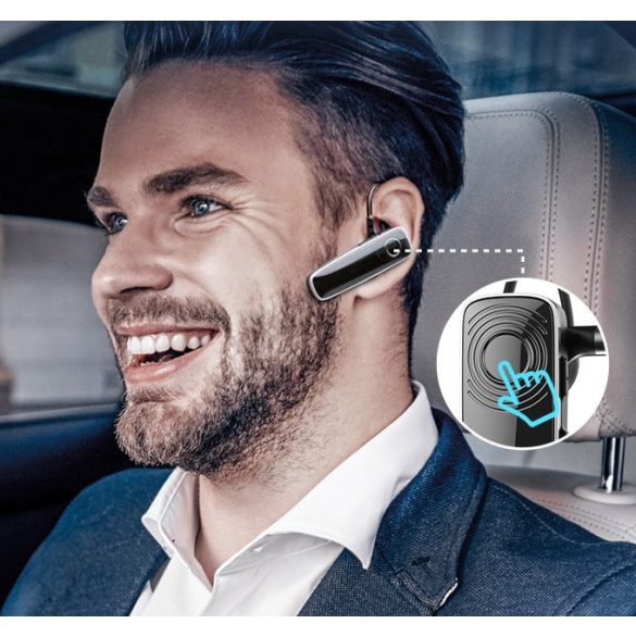 Bluetooth fülhallgató, v5.0, Multipoint, mikrofon, funkció gomb, hangerő szabályzó, New Bee NB-12, fekete