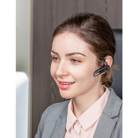 Bluetooth fülhallgató, v5.0, Multipoint, mikrofon, funkció gomb, hangerő szabályzó, New Bee NB45, fekete