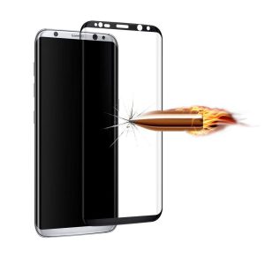 Samsung Galaxy S8 Plus SM-G955, Kijelzővédő fólia, ütésálló fólia (az íves részre is!), Tempered Glass (edzett üveg), 3D Full Cover, fekete