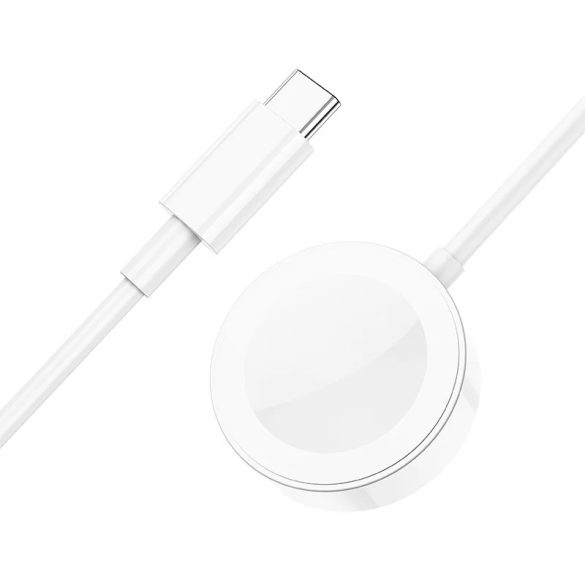 Apple Watch töltő, USB Type-C kábellel, 120 cm, 1.75W, mágneses, Borofone BQ13C, fehér