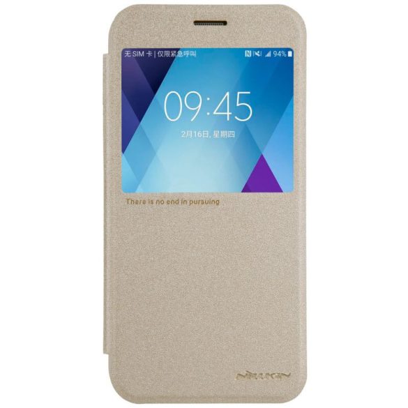 Samsung Galaxy A5 (2017) SM-A520F, Oldalra nyíló tok, hívás mutatóval, Nillkin Sparkle, arany
