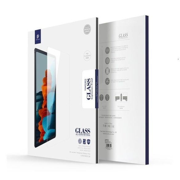 Samsung Galaxy Tab S7 Plus 12.4 / Tab S7 FE 12.4 / Tab S8 Plus 12.4 / Tab S9 Plus 12.4, Kijelzővédő fólia, ütésálló fólia (az íves részre is!), Tempered Glass (edzett üveg), 3D Full Cover, Dux Ducis, Clear