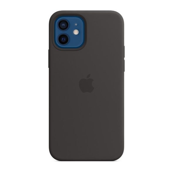 Apple iPhone 12 / 12 Pro, Szilikon tok, Magsafe kompatibilis, fekete, gyári