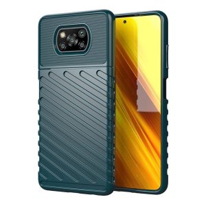 Xiaomi Poco X3 NFC / X3 Pro, Szilikon tok, közepesen ütésálló, domború csíkos minta, zöld