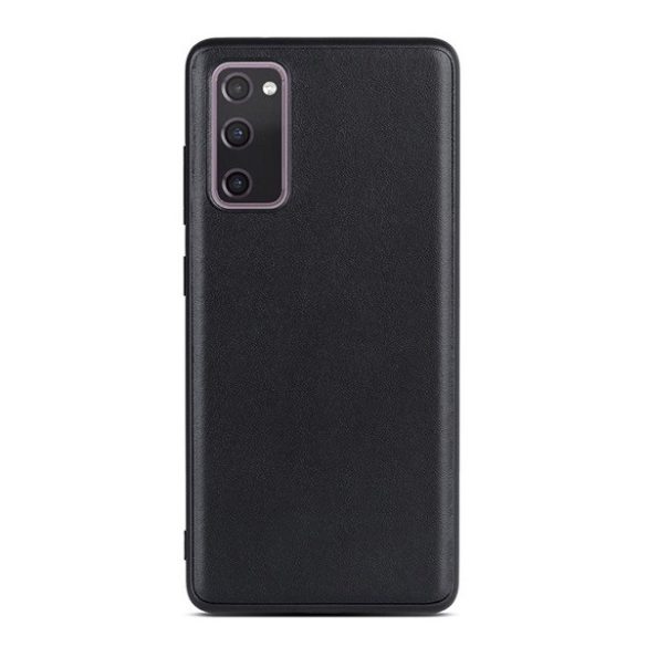 Samsung Galaxy S20 FE / S20 FE 5G SM-G780 / G781, Műanyag hátlap védőtok, bőrrel bevont hátlap, fekete