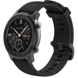 Bluetooth okosóra, szilikon szíj, alumínium keret, v5.0, aktivitás és egészség mérő, vízálló, Amazfit GTR Lite (47mm), fekete, gyári