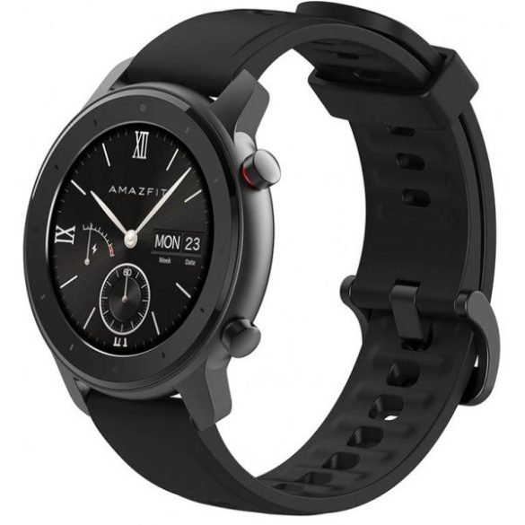 Bluetooth okosóra, szilikon szíj, alumínium keret, v5.0, aktivitás és egészség mérő, vízálló, Amazfit GTR Lite (47mm), fekete, gyári