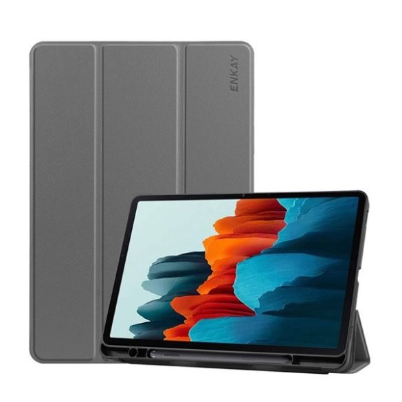 Samsung Galaxy Tab S7 11.0 / Tab S8 11.0, mappa tok, Trifold, Enkay, szürke