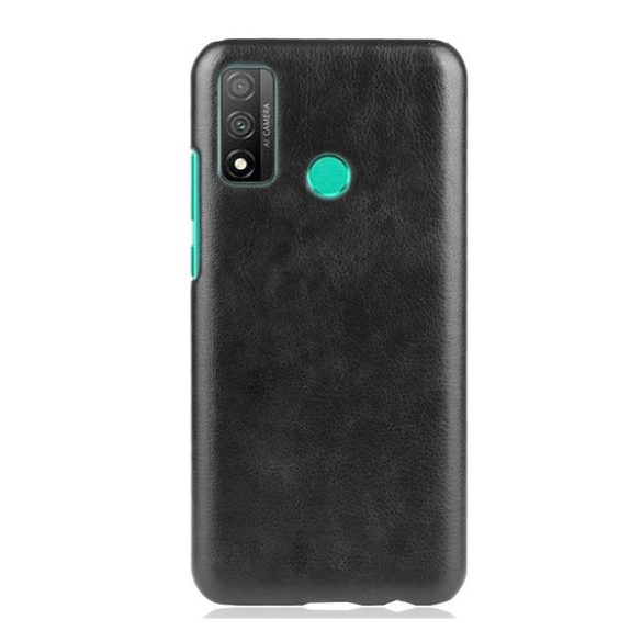 Huawei P Smart (2020), Műanyag hátlap védőtok, bőrhatású hátlap, fekete
