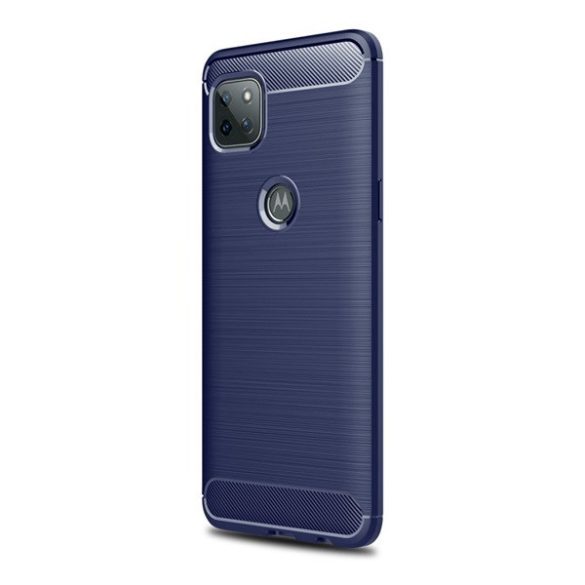 Motorola Moto G 5G, Szilikon tok, közepesen ütésálló, szálcsiszolt, karbon minta, sötétkék