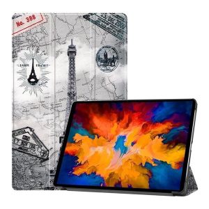 Lenovo Tab P11 Pro (11.5) TB-J706F / J706L, mappa tok, Eiffel torony, térkép minta, Trifold, szürke