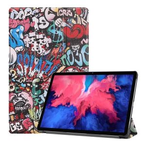 Lenovo Tab P11 (11.0) TB-J606F, mappa tok, graffiti minta, Trifold, színes