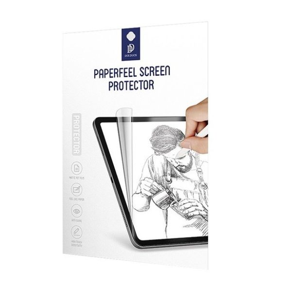 Apple iPad Pro 12.9 (2018 / 2020 / 2021 / 2022), Kijelzővédő fólia, Matt, Dux Ducis Paperfeel, Clear Prémium