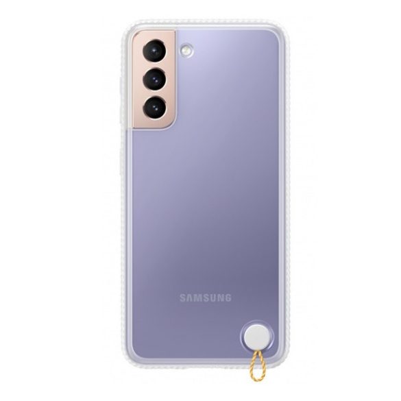 Samsung Galaxy S21 5G SM-G991, Szilikon tok, átlátszó hátlap, ütésálló keret, fehér, gyári