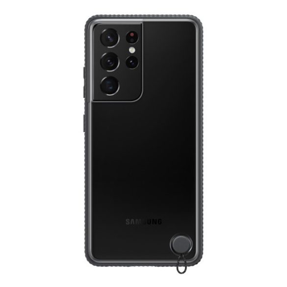 Samsung Galaxy S21 Ultra 5G SM-G998, Szilikon tok, átlátszó hátlap, ütésálló keret, fekete, gyári