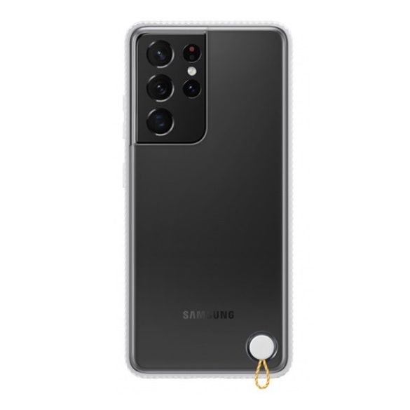 Samsung Galaxy S21 Ultra 5G SM-G998, Szilikon tok, átlátszó hátlap, ütésálló keret, fehér, gyári