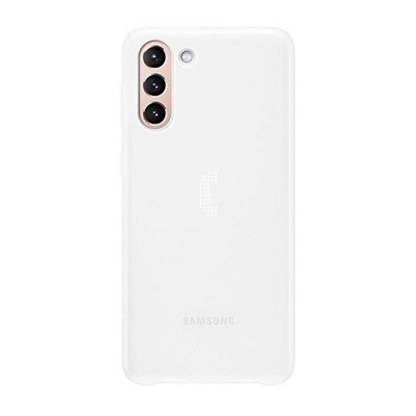 Samsung Galaxy S21 Plus 5G SM-G996, Műanyag hátlap védőtok, ultravékony, LED világítás, fehér, gyári