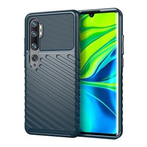 Xiaomi Mi Note 10 / 10 Pro, Szilikon tok, közepesen ütésálló, domború csíkos minta, zöld