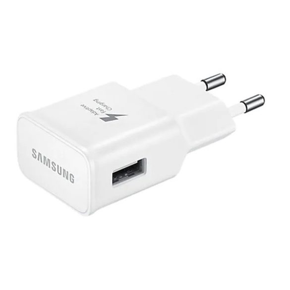 Hálózati töltő adapter, 15W, USB aljzat, gyorstöltés, Samsung, fehér, gyári