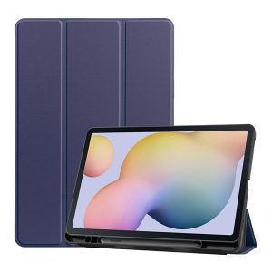 Samsung Galaxy Tab S7 11.0 / Tab S8 11.0, mappa tok, Trifold, érintőceruza tartó, sötétkék