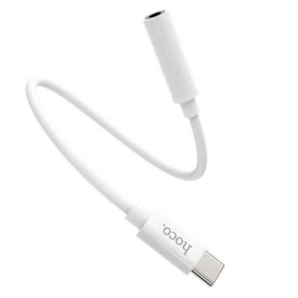 Audió adapter, USB Type-C - 3.5 mm jack átalakító, Hoco LS30, fehér