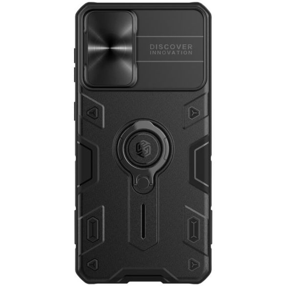 Samsung Galaxy S21 Plus 5G SM-G996, Műanyag hátlap védőtok, közepesen ütésálló, kamera védelem, telefontartó gyűrű, Nillkin CamShield Armor, fekete
